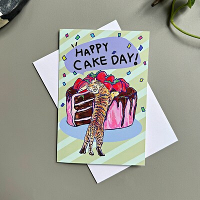Happy Cake Day - Birthday Card | Blank Note Card | Tiger Birthday Card | Funny Card | Unique Card - image2